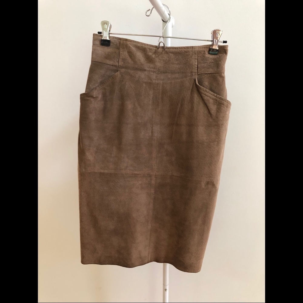 Vintage taupe suede pencil skirt